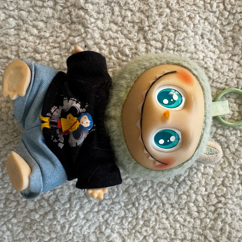 Cute Green labubu Doll with Blue Eyes